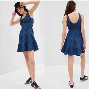 Gap 100% Cotton Denim Tiered Mini Dress